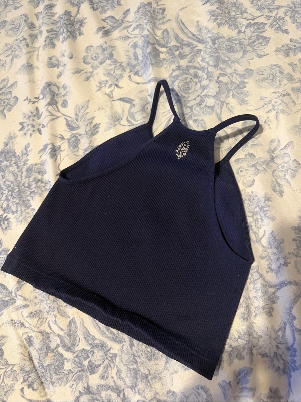 Free People Navy Ribbed Halter Tank Top